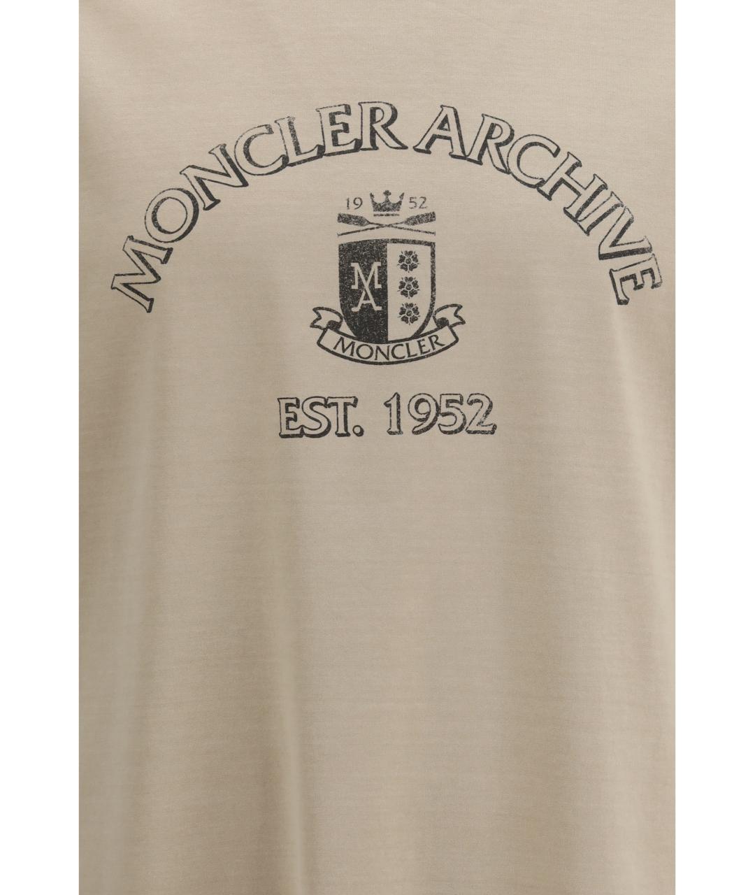 MONCLER Бежевая хлопковая футболка, фото 3