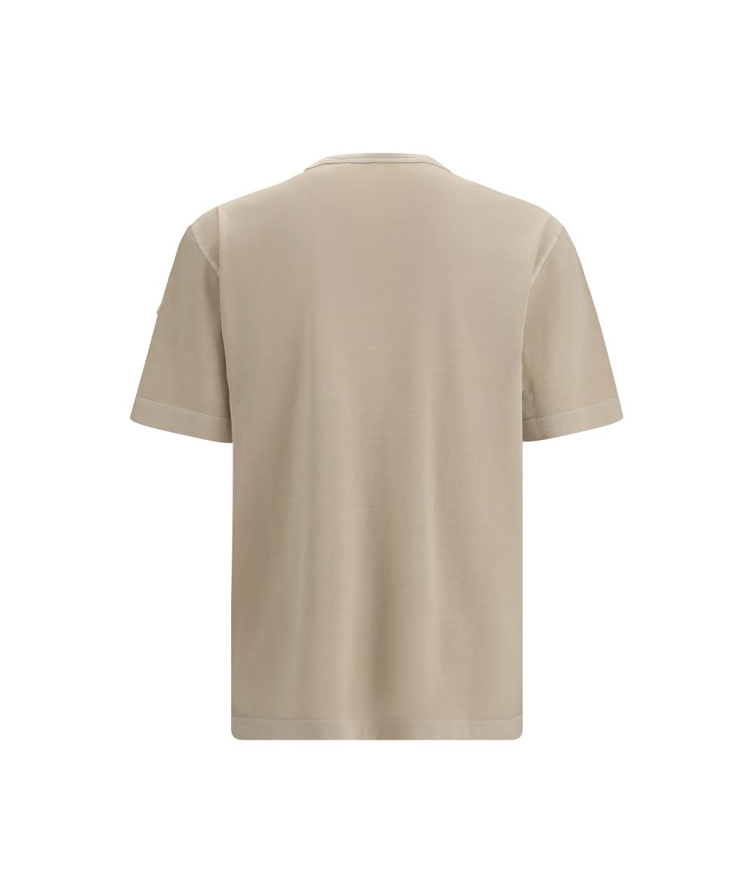 MONCLER Бежевая хлопковая футболка, фото 2