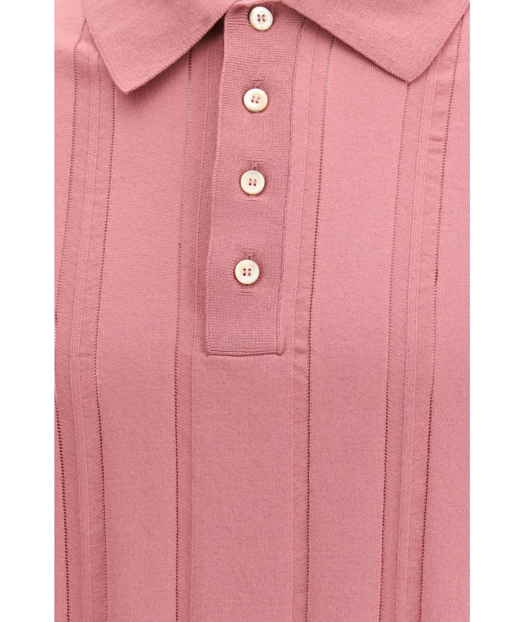 PIACENZA CASHMERE Розовое хлопковое поло с коротким рукавом, фото 3
