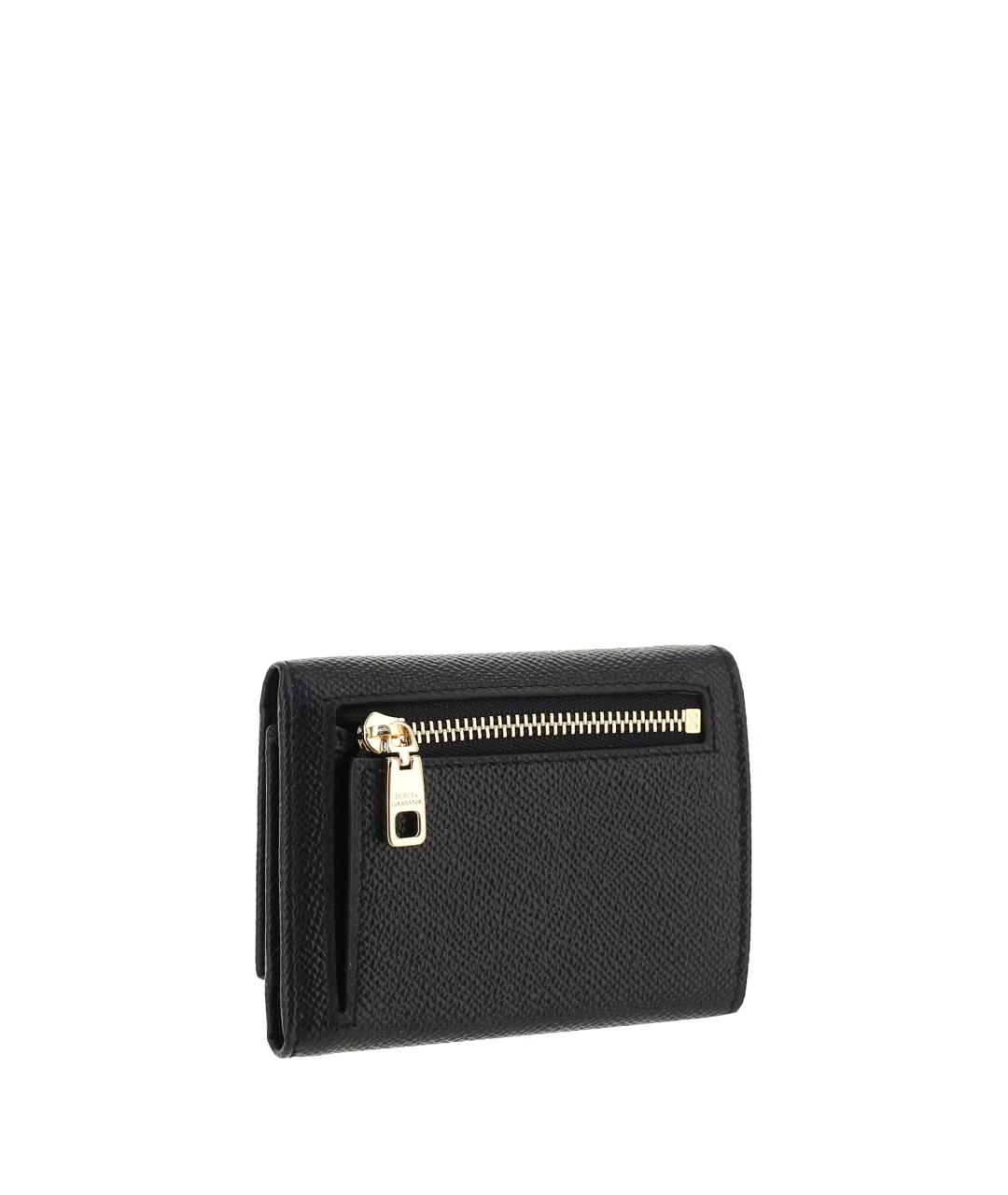 DOLCE&GABBANA Черный кожаный кошелек, фото 2