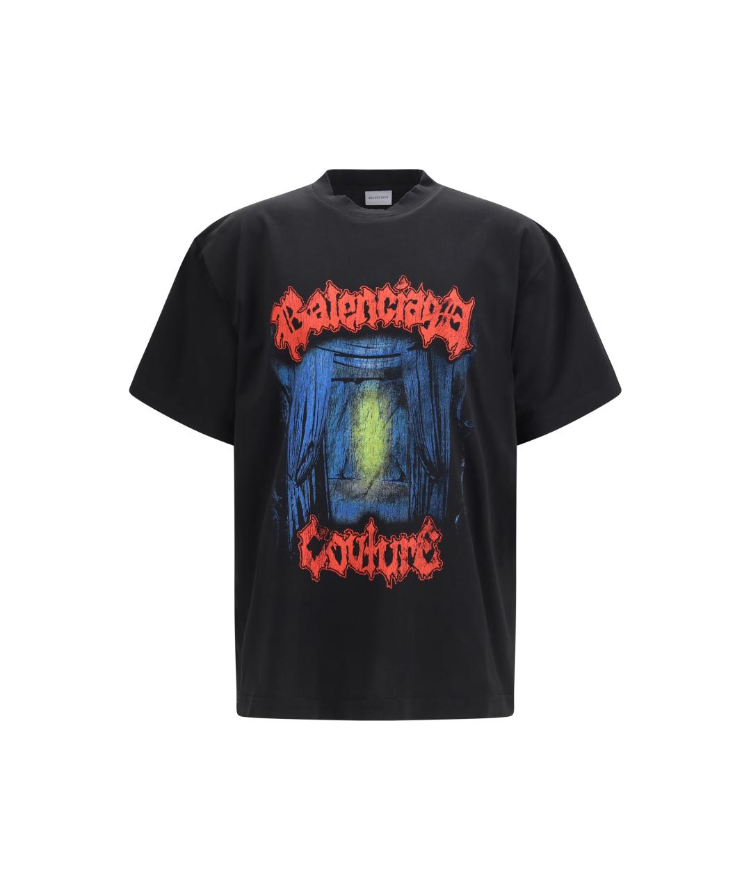 BALENCIAGA Черная хлопковая футболка, фото 1