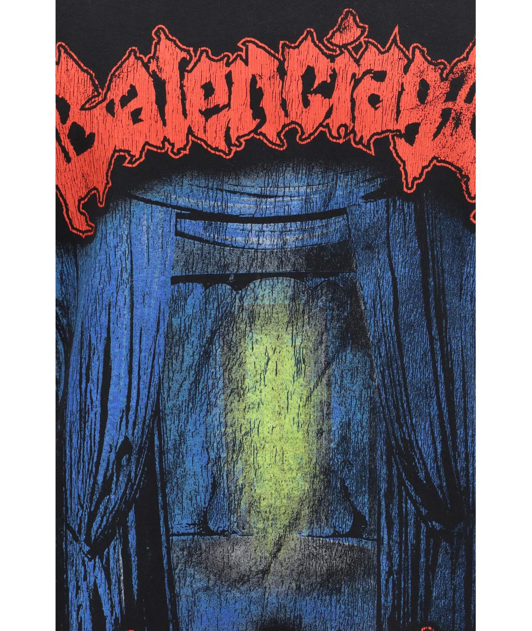 BALENCIAGA Черная хлопковая футболка, фото 3