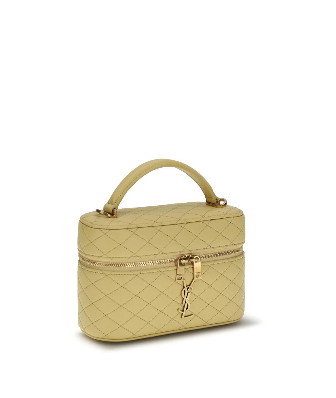 SAINT LAURENT Желтая кожаная сумка через плечо, фото 2