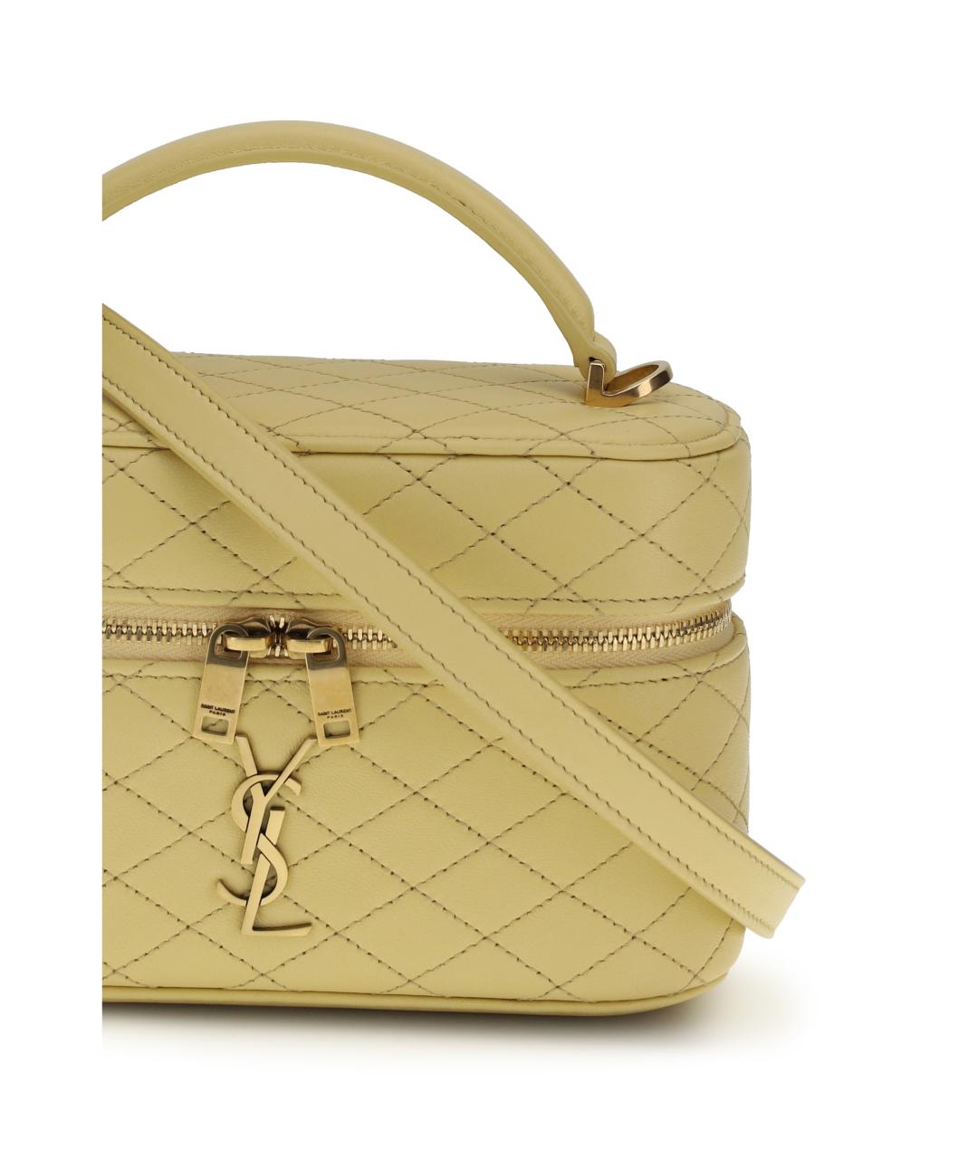 SAINT LAURENT Желтая кожаная сумка через плечо, фото 4