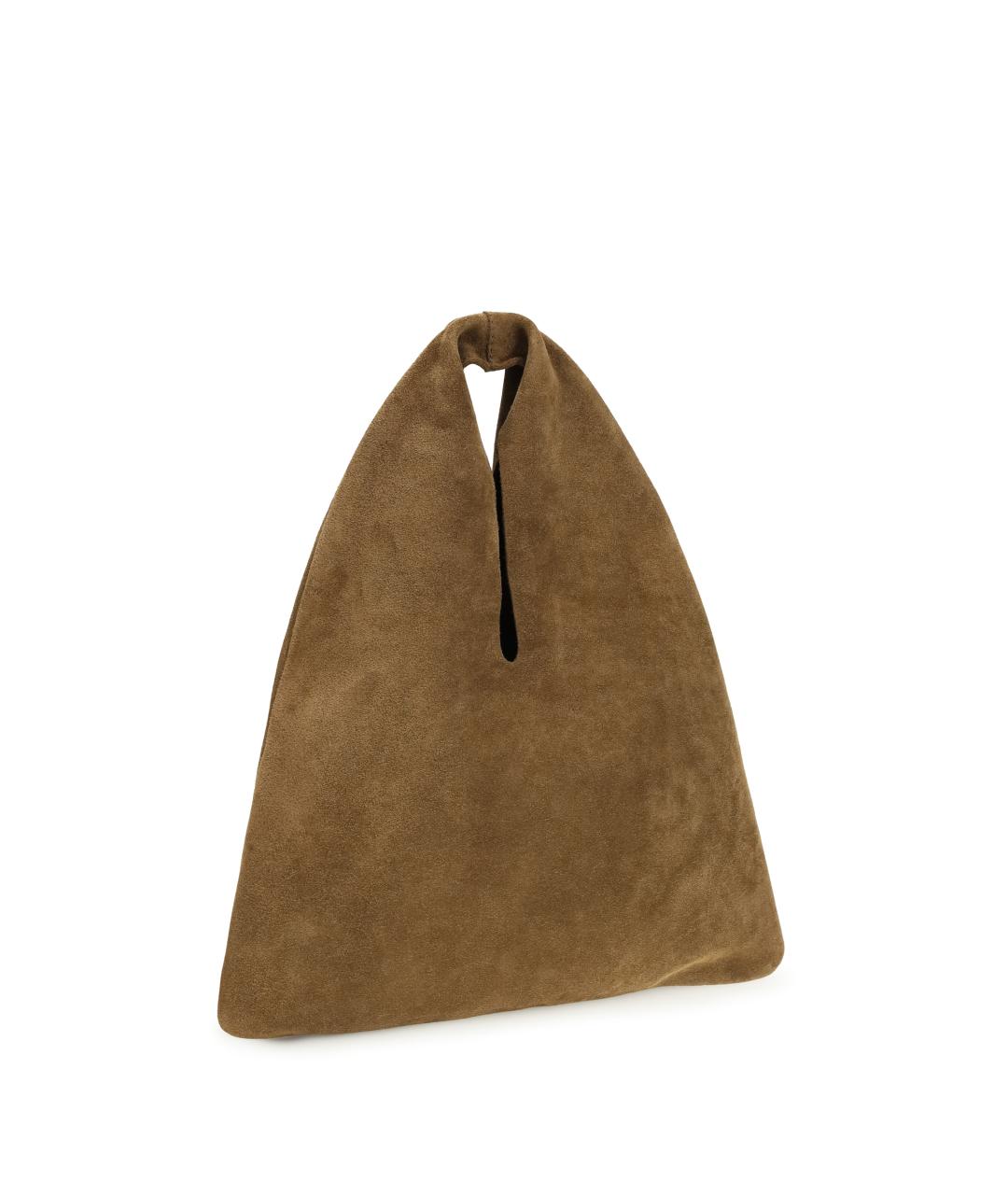 MANEBI Горчичная замшевая сумка с короткими ручками, фото 3