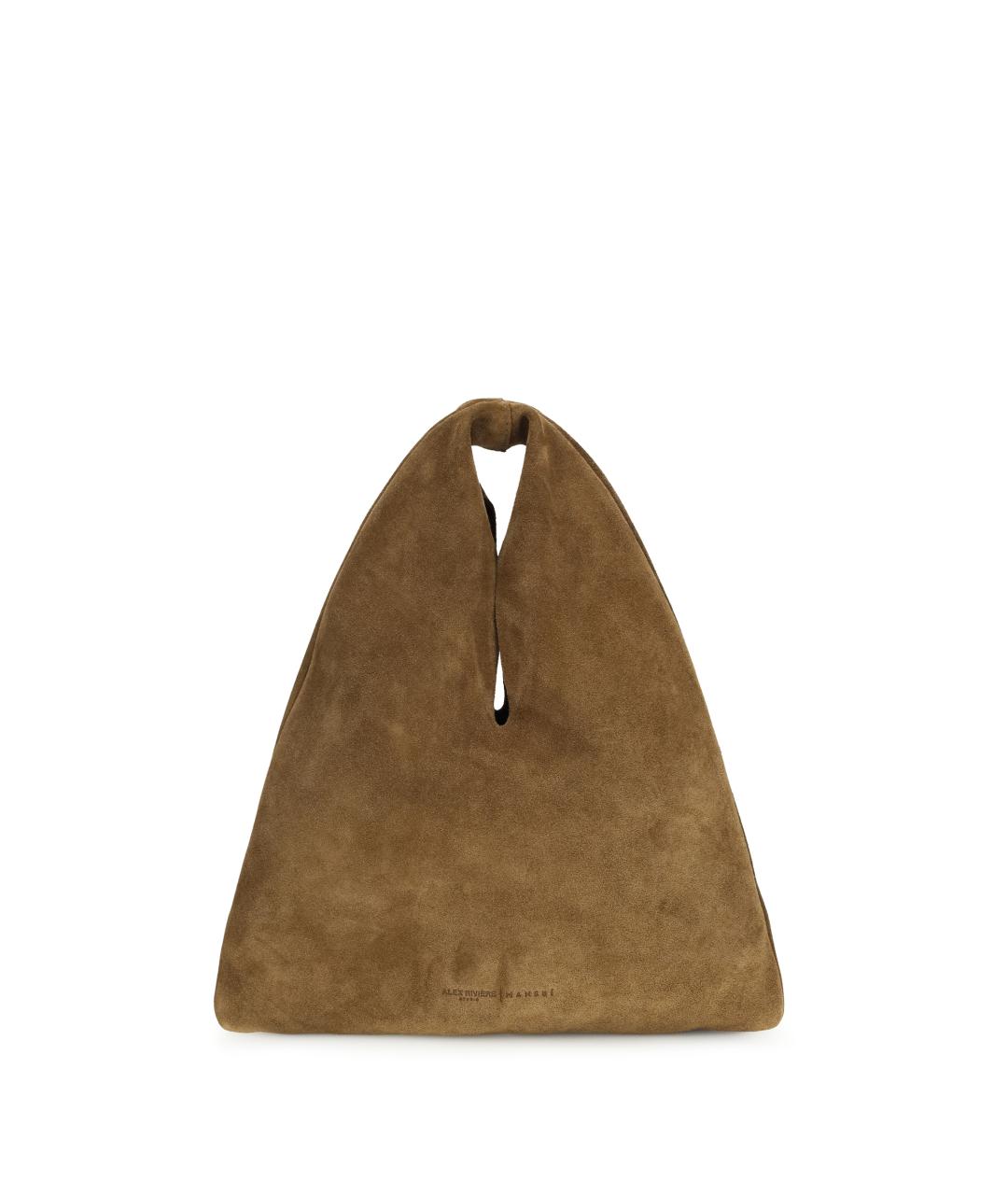 MANEBI Горчичная замшевая сумка с короткими ручками, фото 1