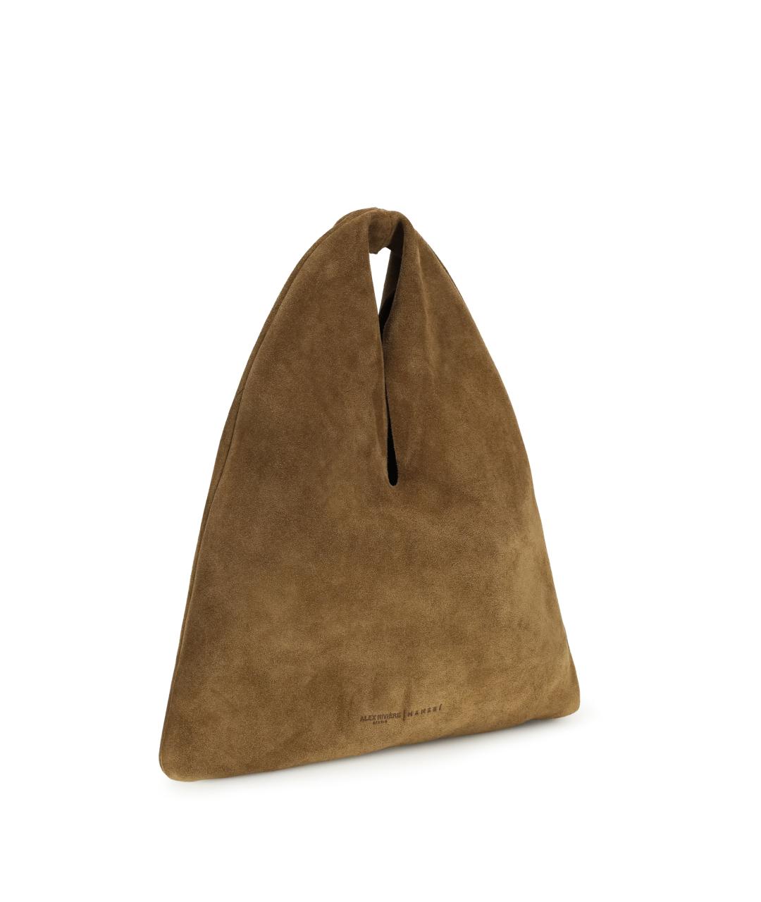 MANEBI Горчичная замшевая сумка с короткими ручками, фото 2