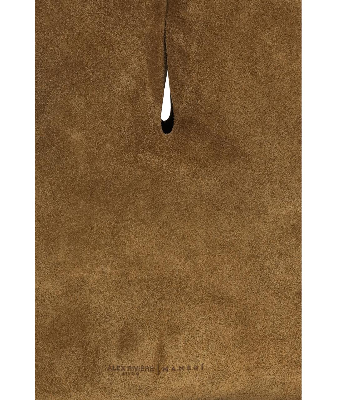 MANEBI Горчичная замшевая сумка с короткими ручками, фото 4