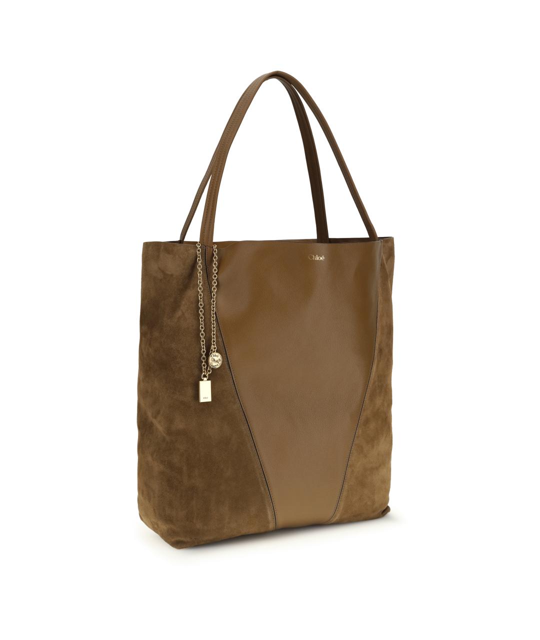 CHLOE Коричневая кожаная сумка тоут, фото 2