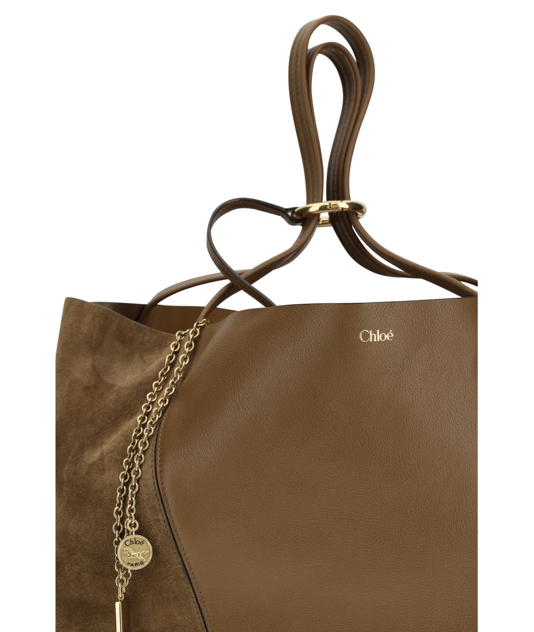 CHLOE Коричневая кожаная сумка тоут, фото 4