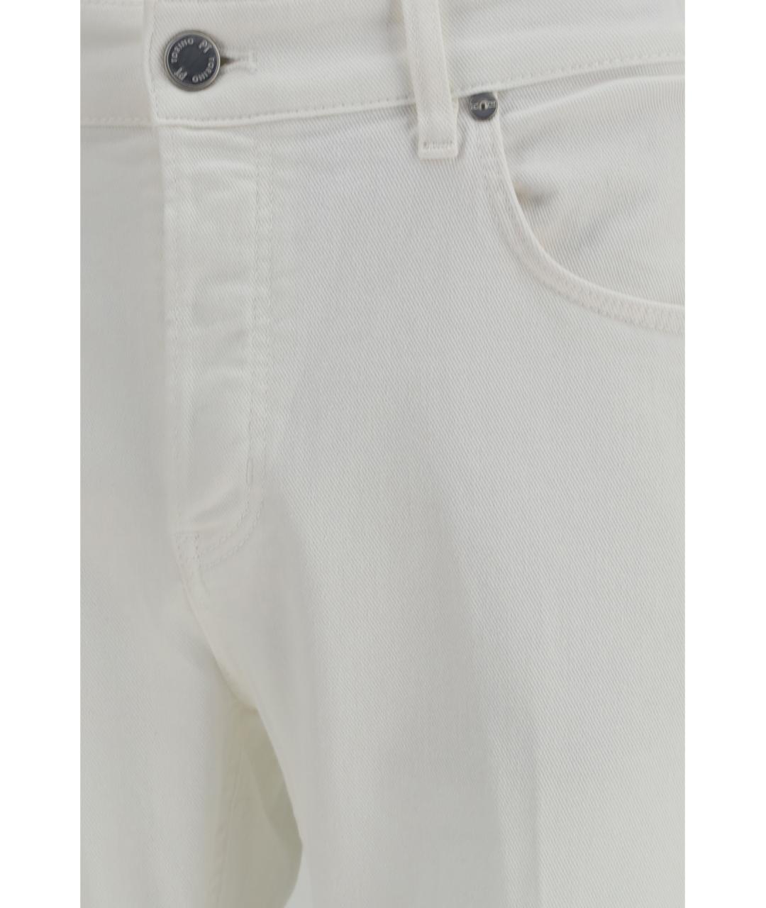 PT TORINO Белые хлопковые повседневные брюки, фото 3