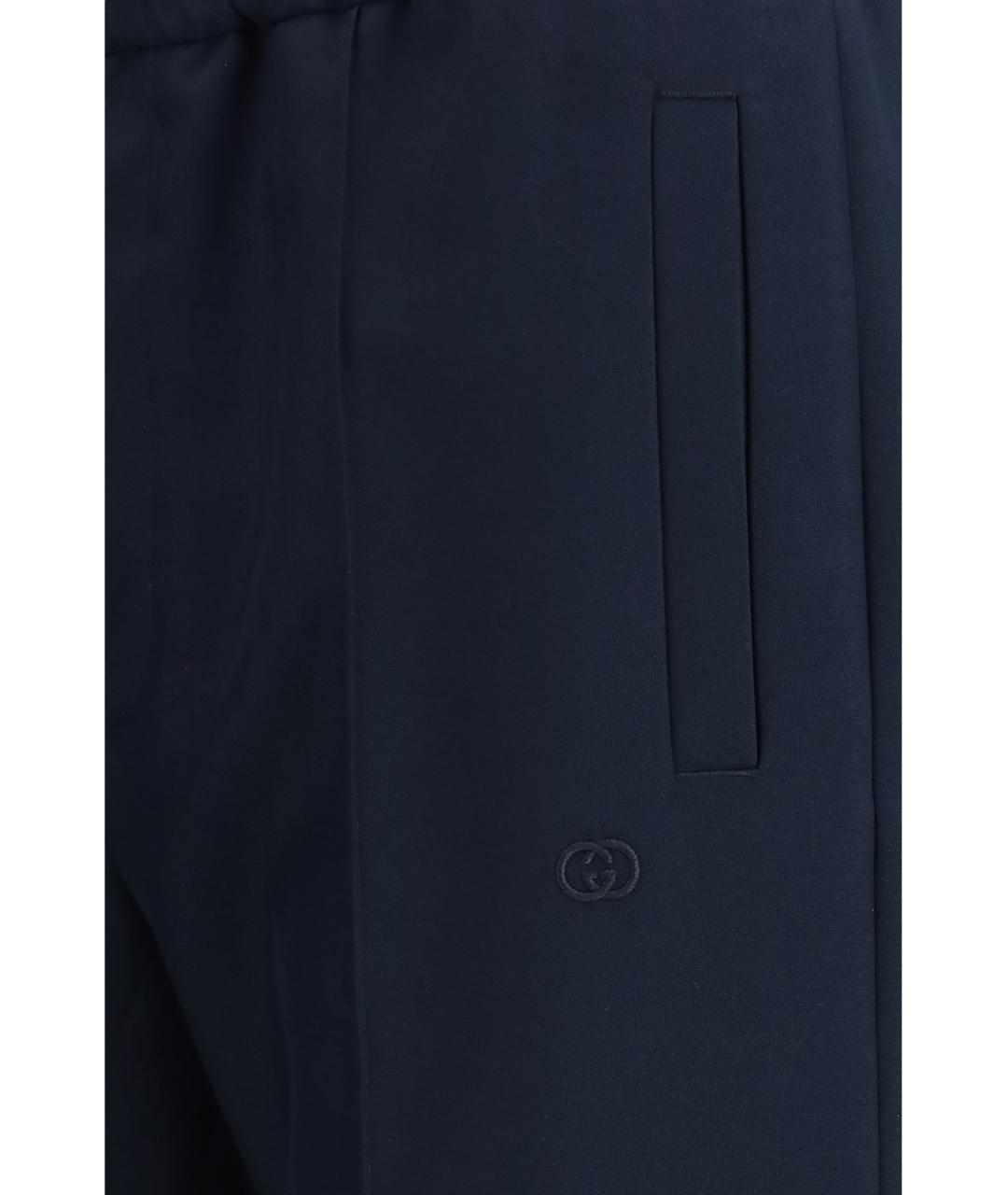 GUCCI Темно-синие полиэстеровые повседневные брюки, фото 3