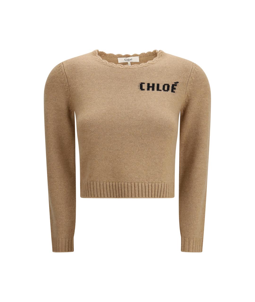 CHLOE Бежевый шерстяной джемпер / свитер, фото 1