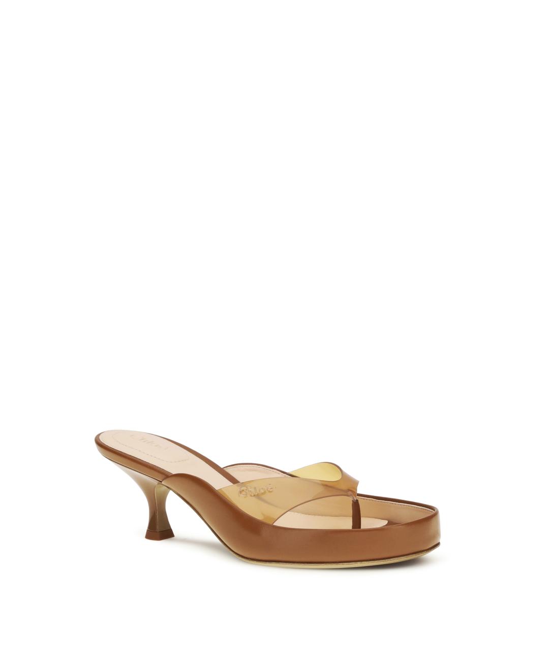 CHLOE Коричневые кожаные мюли, фото 2