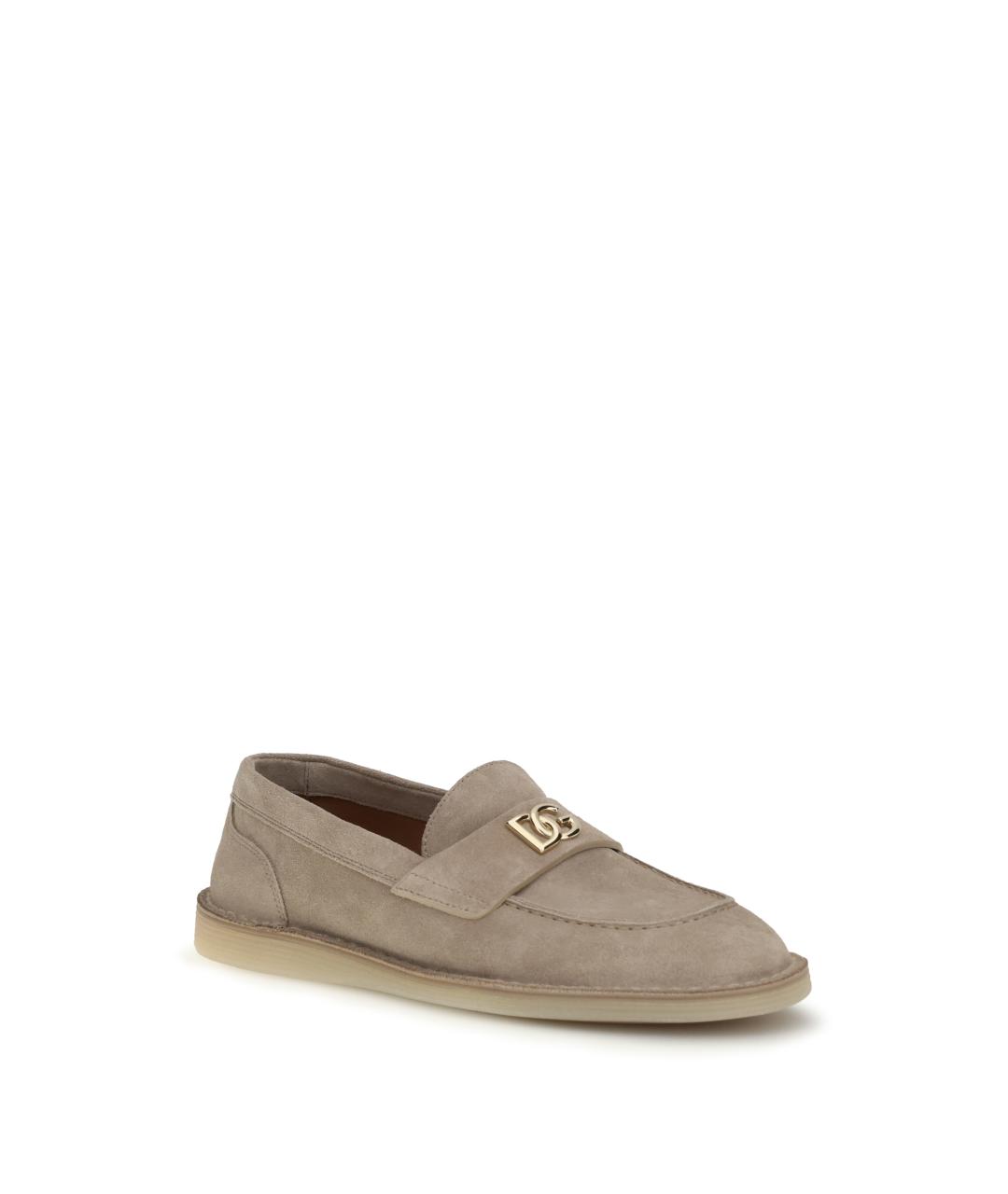 DOLCE&GABBANA Бежевые замшевые лоферы, фото 2