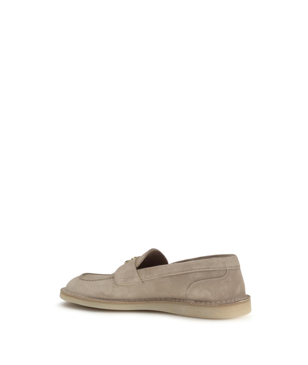 DOLCE&GABBANA Бежевые замшевые лоферы, фото 3