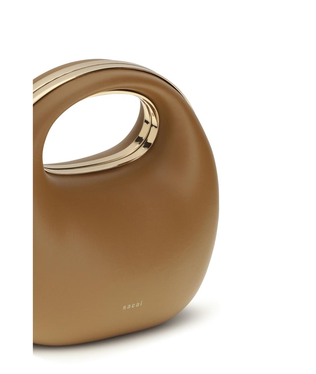 SACAI Коричневая кожаная сумка с короткими ручками, фото 4