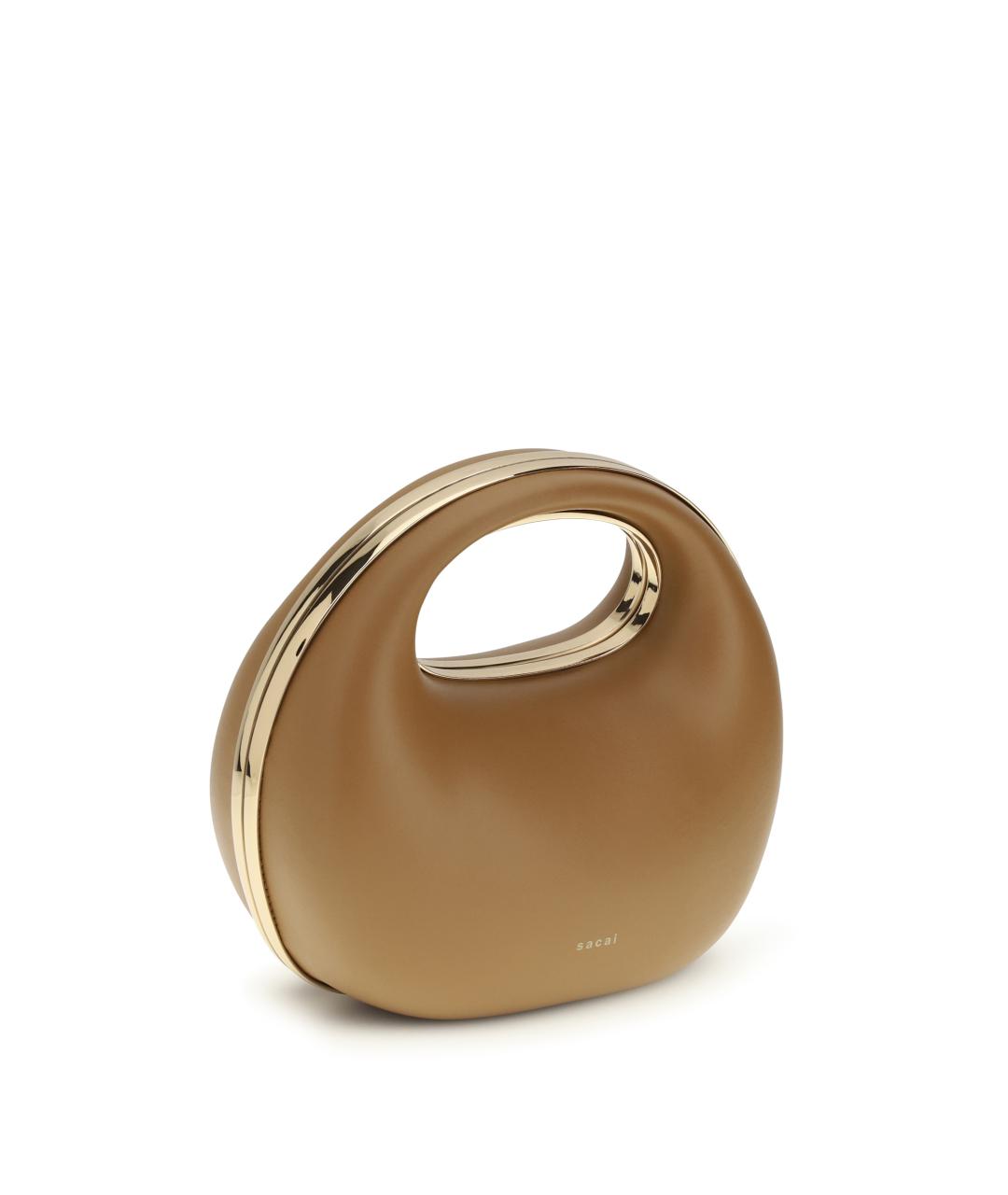 SACAI Коричневая кожаная сумка с короткими ручками, фото 2