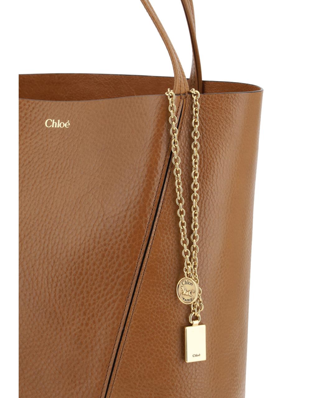 CHLOE Коричневая кожаная сумка тоут, фото 4