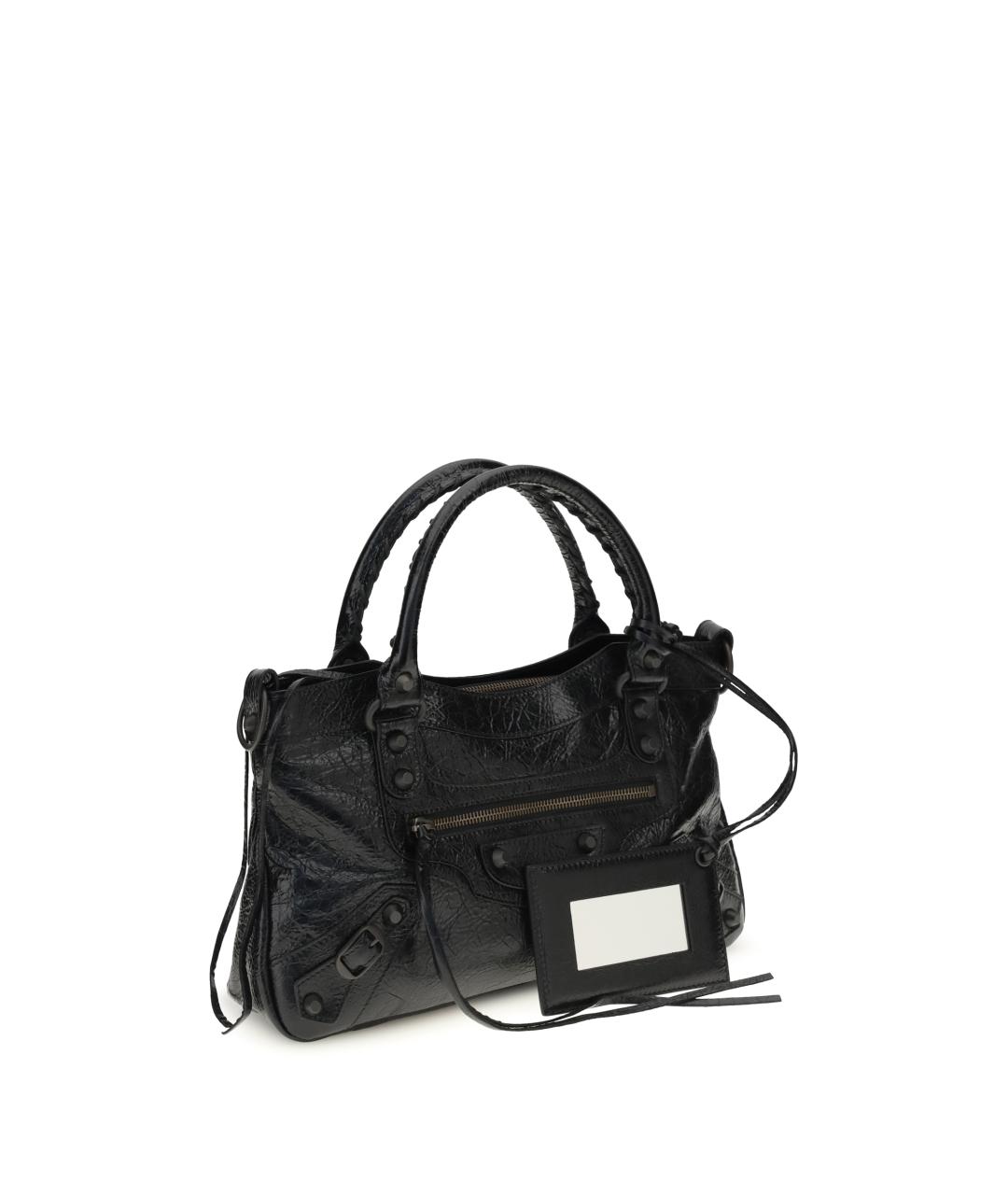 BALENCIAGA Черная кожаная сумка тоут, фото 2