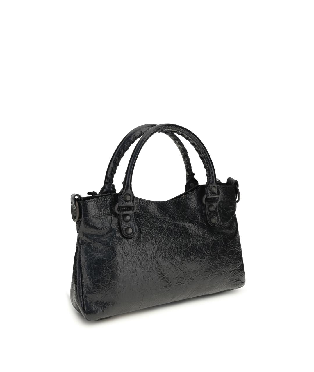 BALENCIAGA Черная кожаная сумка тоут, фото 3