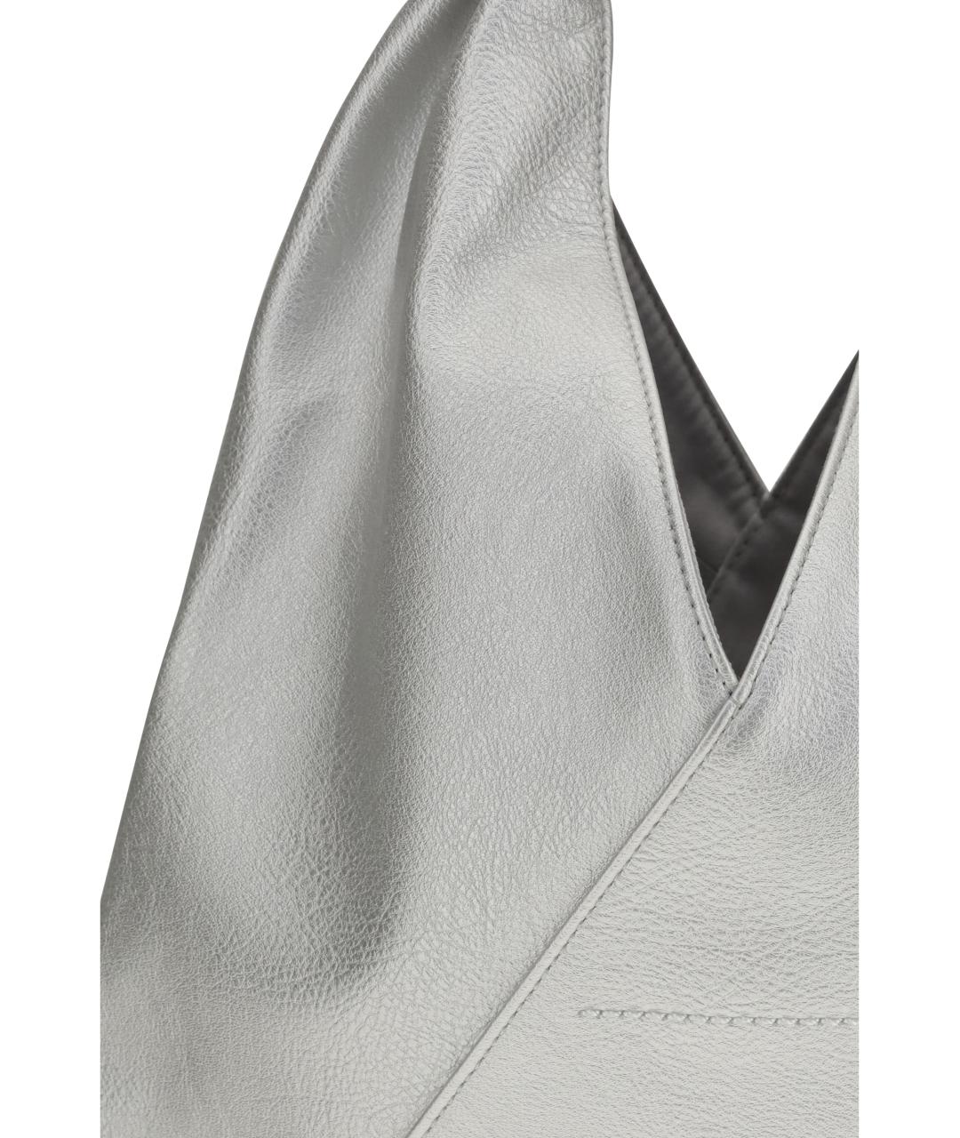 MM6 MAISON MARGIELA Серебряная сумка с короткими ручками из искусственной кожи, фото 4