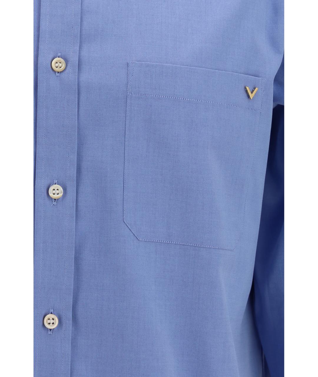 VALENTINO Голубая хлопковая классическая рубашка, фото 3