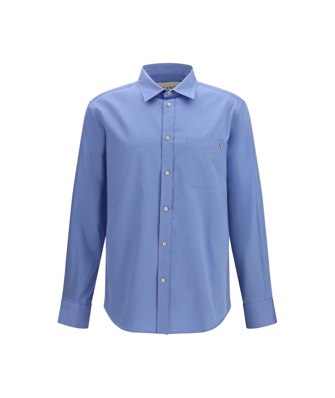 VALENTINO Голубая хлопковая классическая рубашка, фото 1