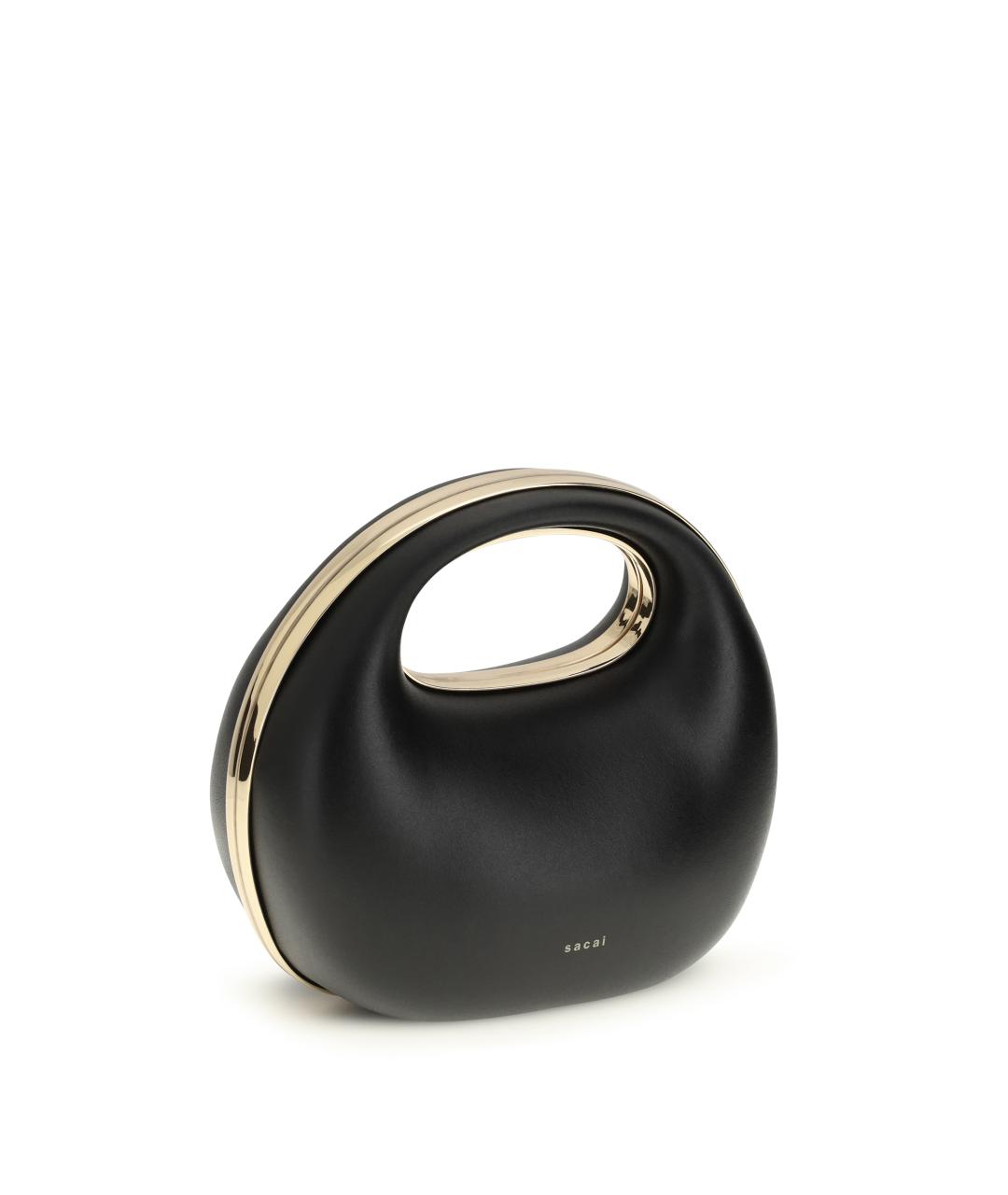 SACAI Черная кожаная сумка с короткими ручками, фото 2