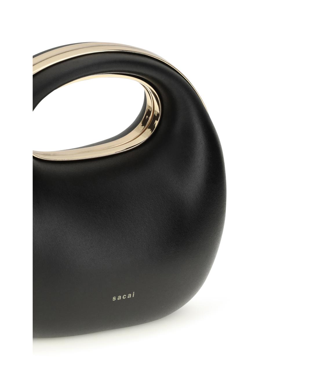 SACAI Черная кожаная сумка с короткими ручками, фото 4