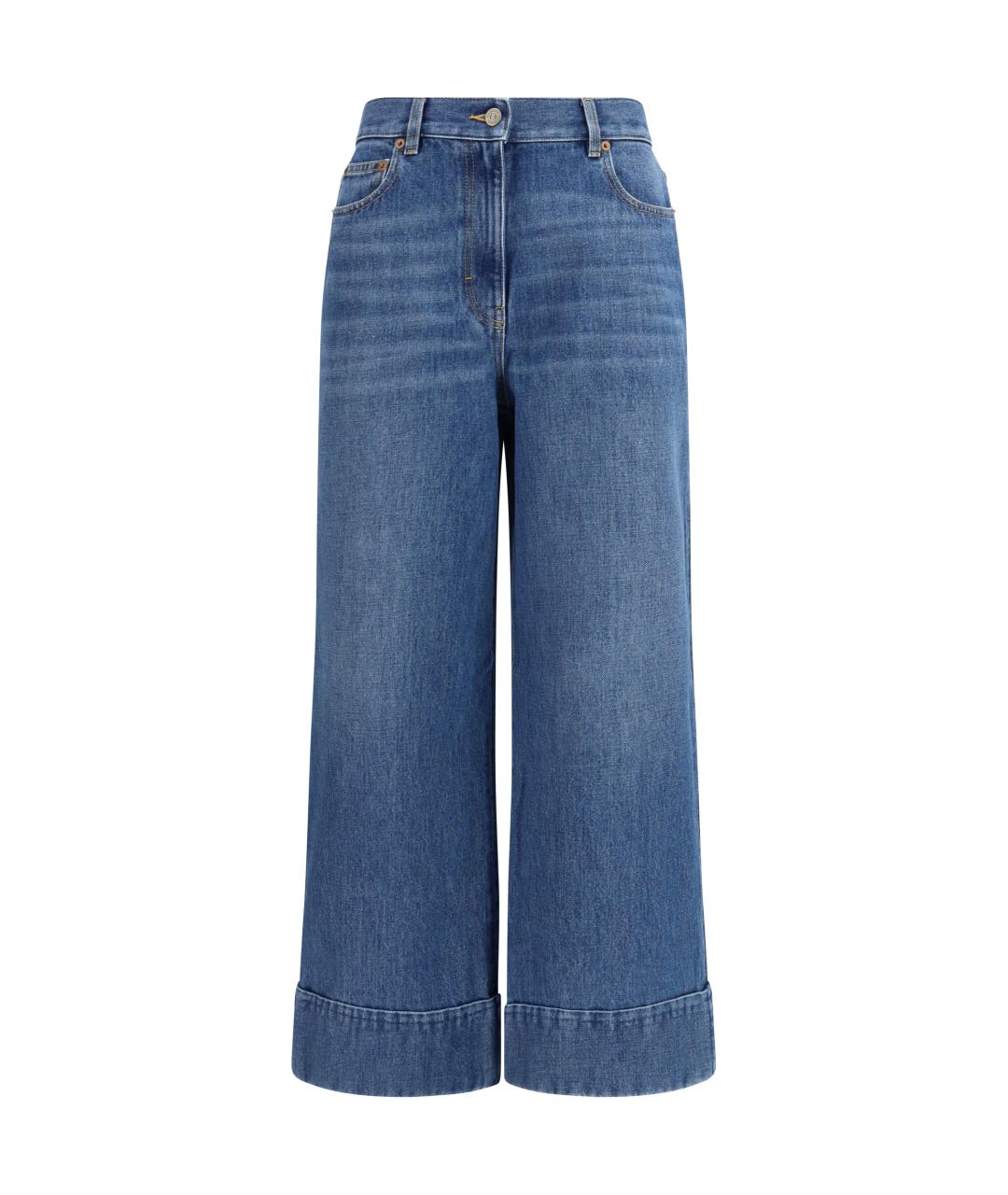 VALENTINO Синие хлопковые прямые джинсы, фото 1