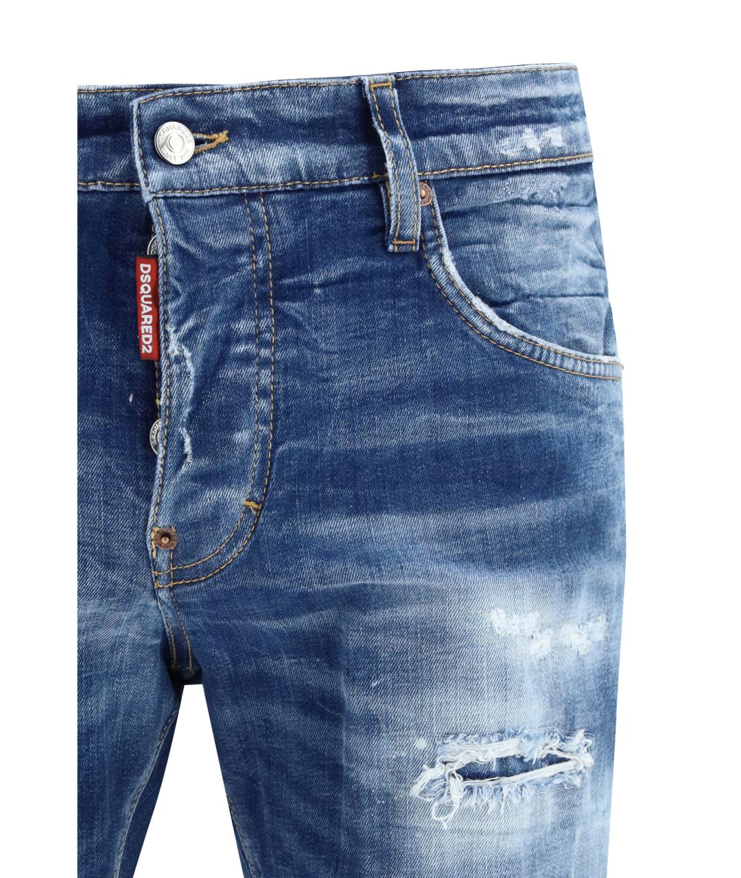 DSQUARED2 Синие хлопко-эластановые джинсы скинни, фото 3