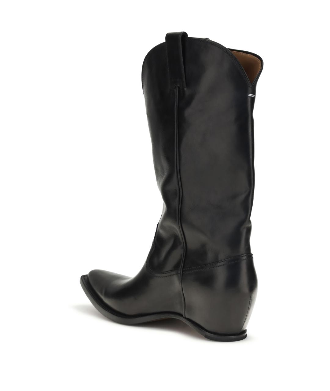 MAISON MARGIELA Черные кожаные высокие ботинки, фото 3