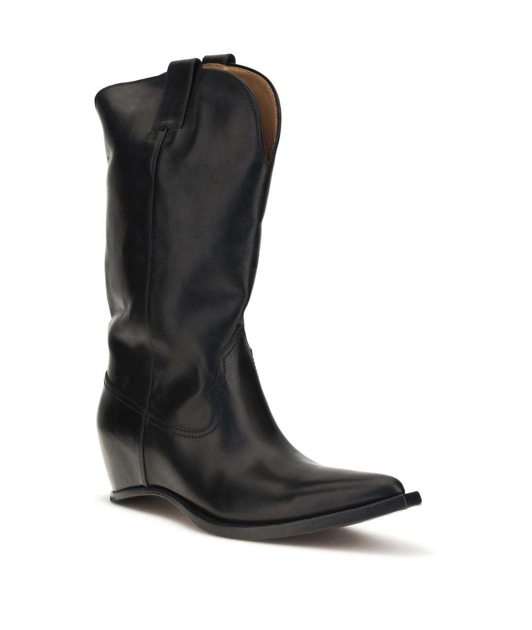 MAISON MARGIELA Черные кожаные высокие ботинки, фото 2