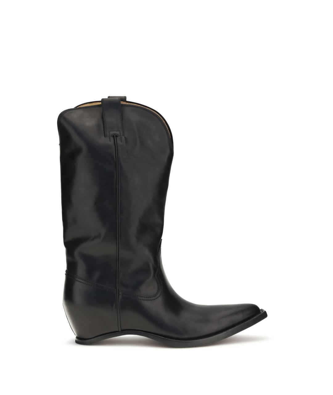 MAISON MARGIELA Черные кожаные высокие ботинки, фото 1