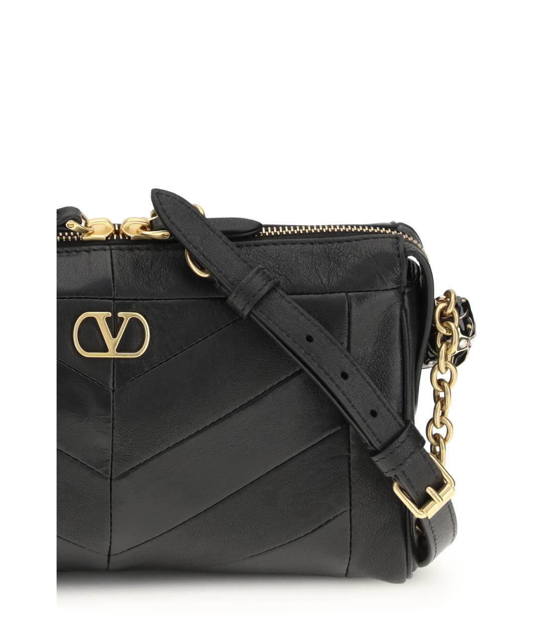 VALENTINO Черная кожаная сумка через плечо, фото 4