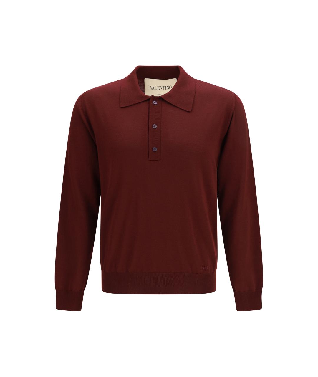 VALENTINO Бордовое поло с длинным рукавом, фото 1