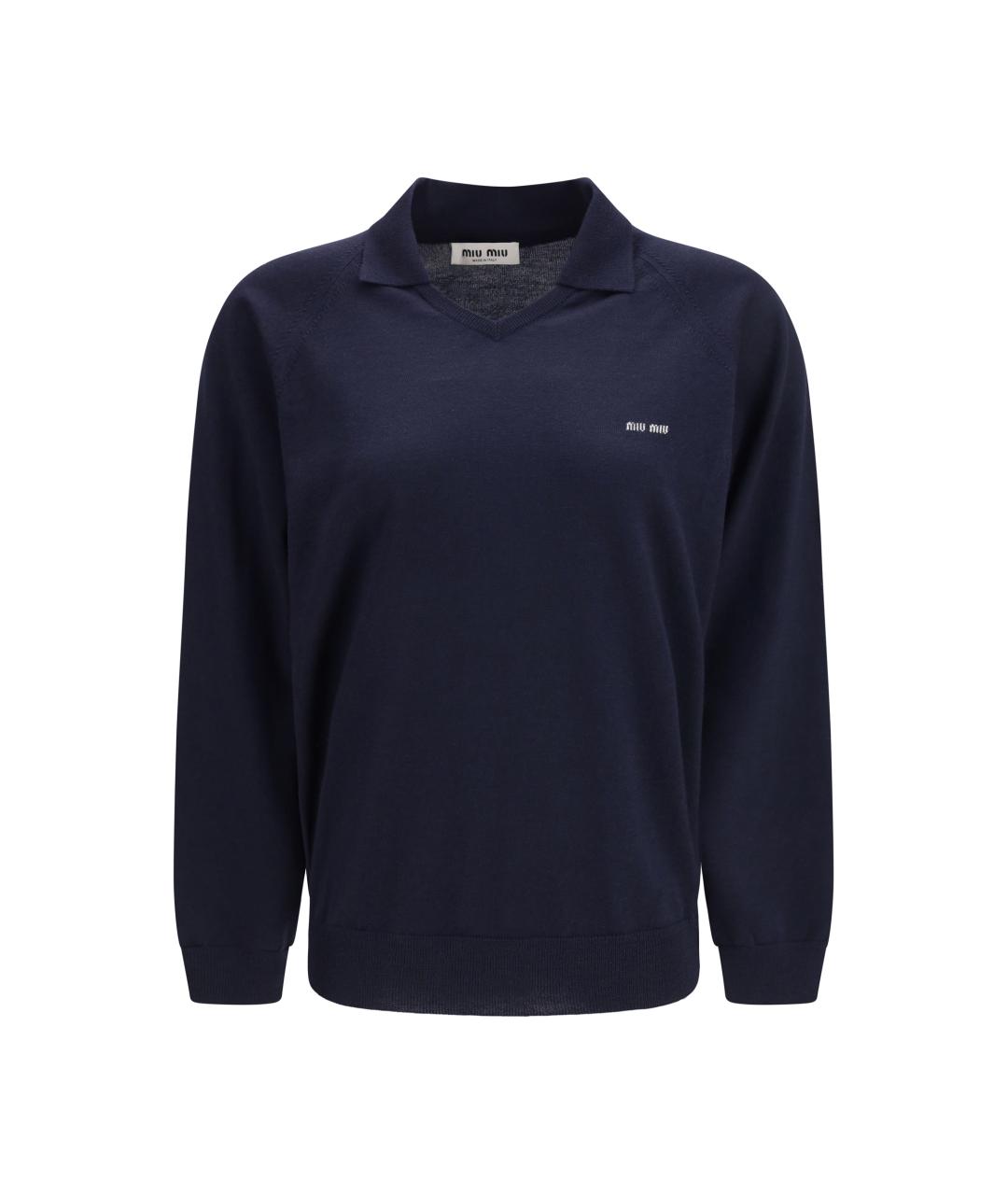 MIU MIU Темно-синий шерстяной джемпер / свитер, фото 1