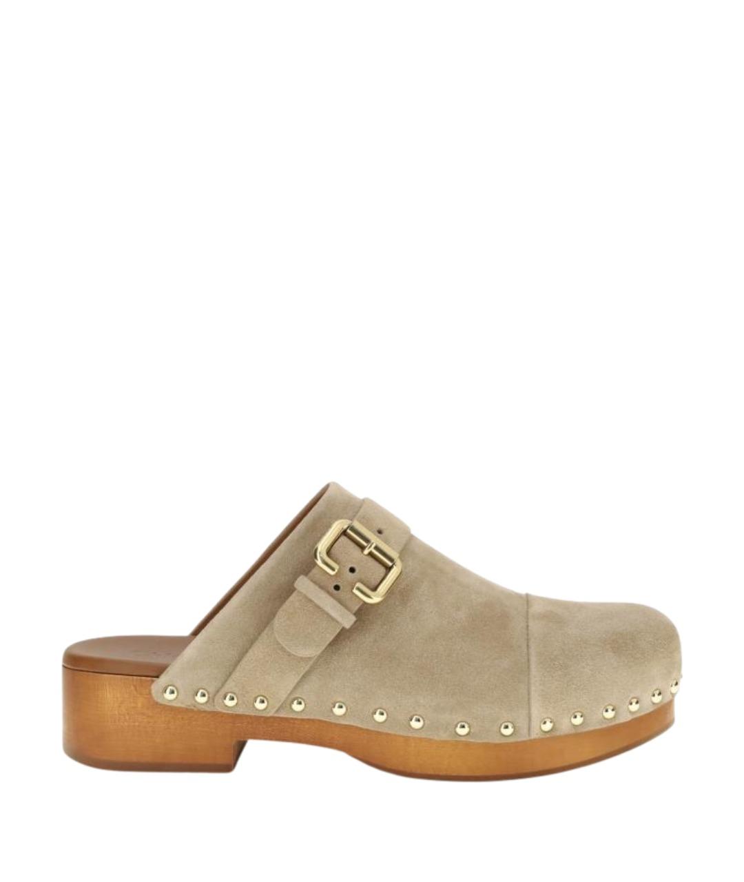 CHLOE Бежевые замшевые сабо, фото 1
