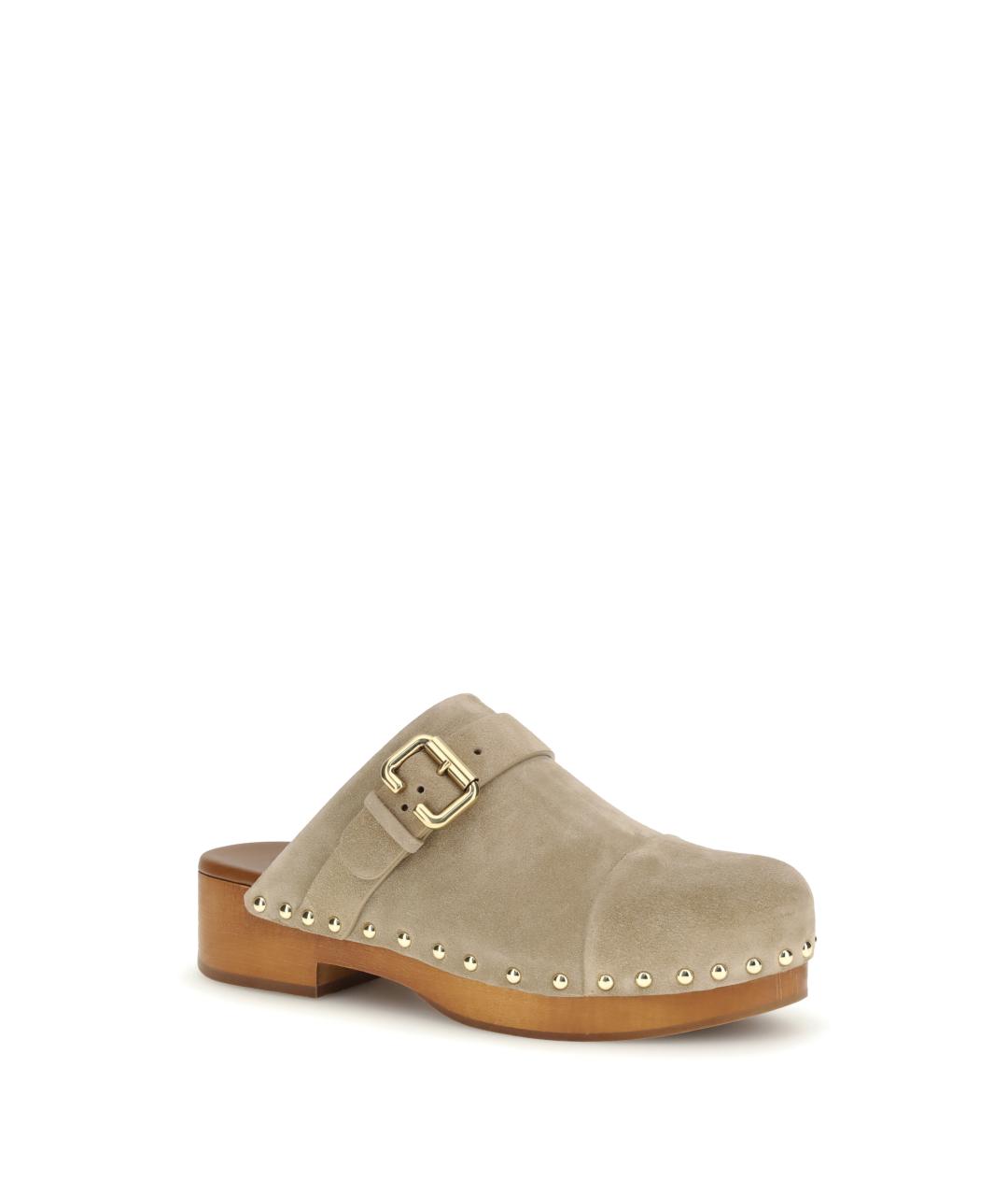 CHLOE Бежевые замшевые сабо, фото 2