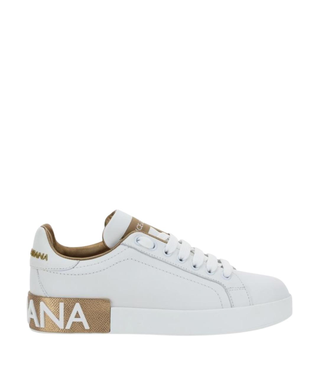 DOLCE&GABBANA Белые кожаные кроссовки, фото 1