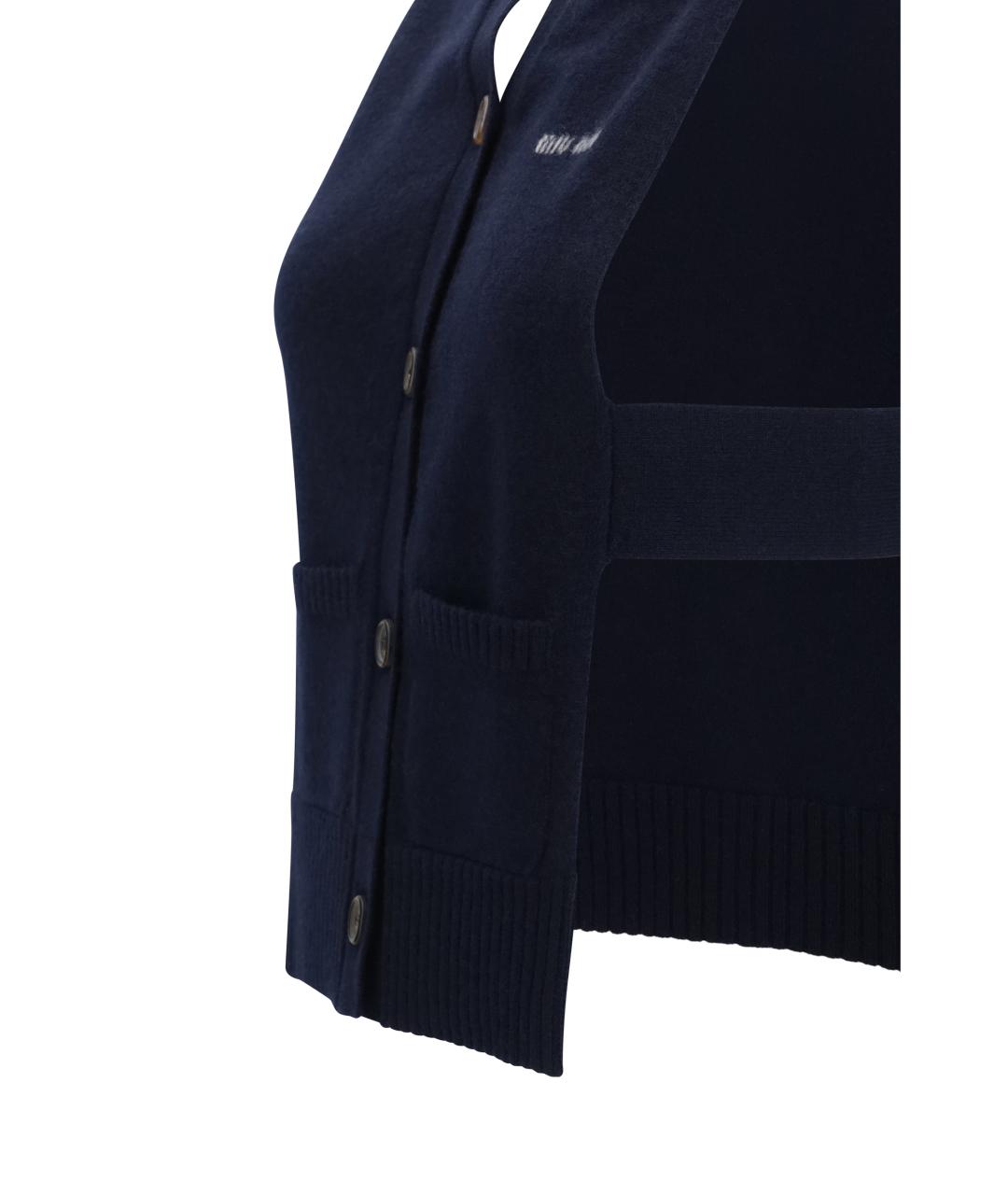 MIU MIU Темно-синяя кашемировая жилетка, фото 4