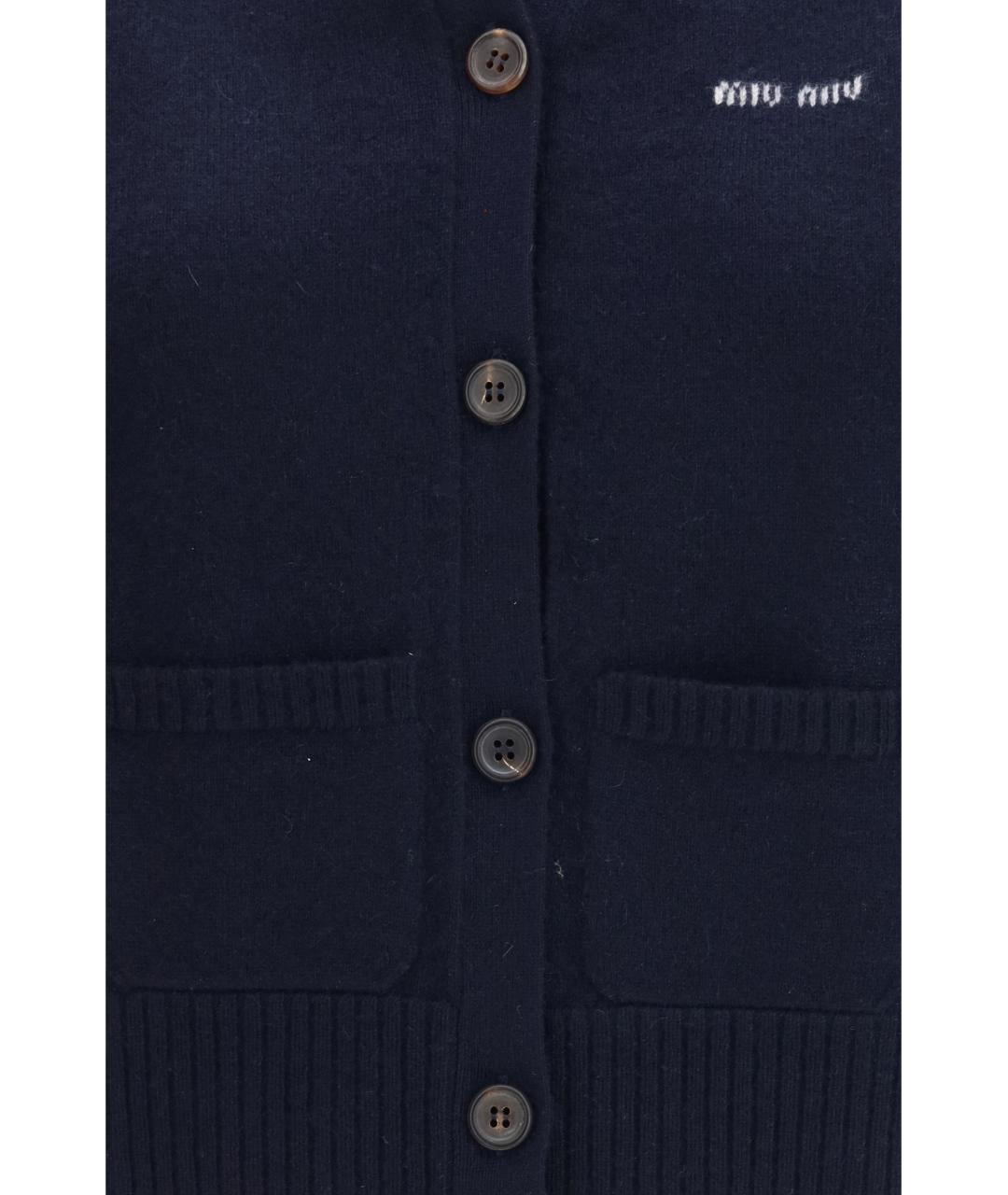 MIU MIU Темно-синяя кашемировая жилетка, фото 3