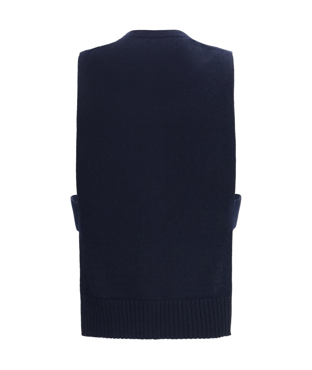 MIU MIU Темно-синяя кашемировая жилетка, фото 2