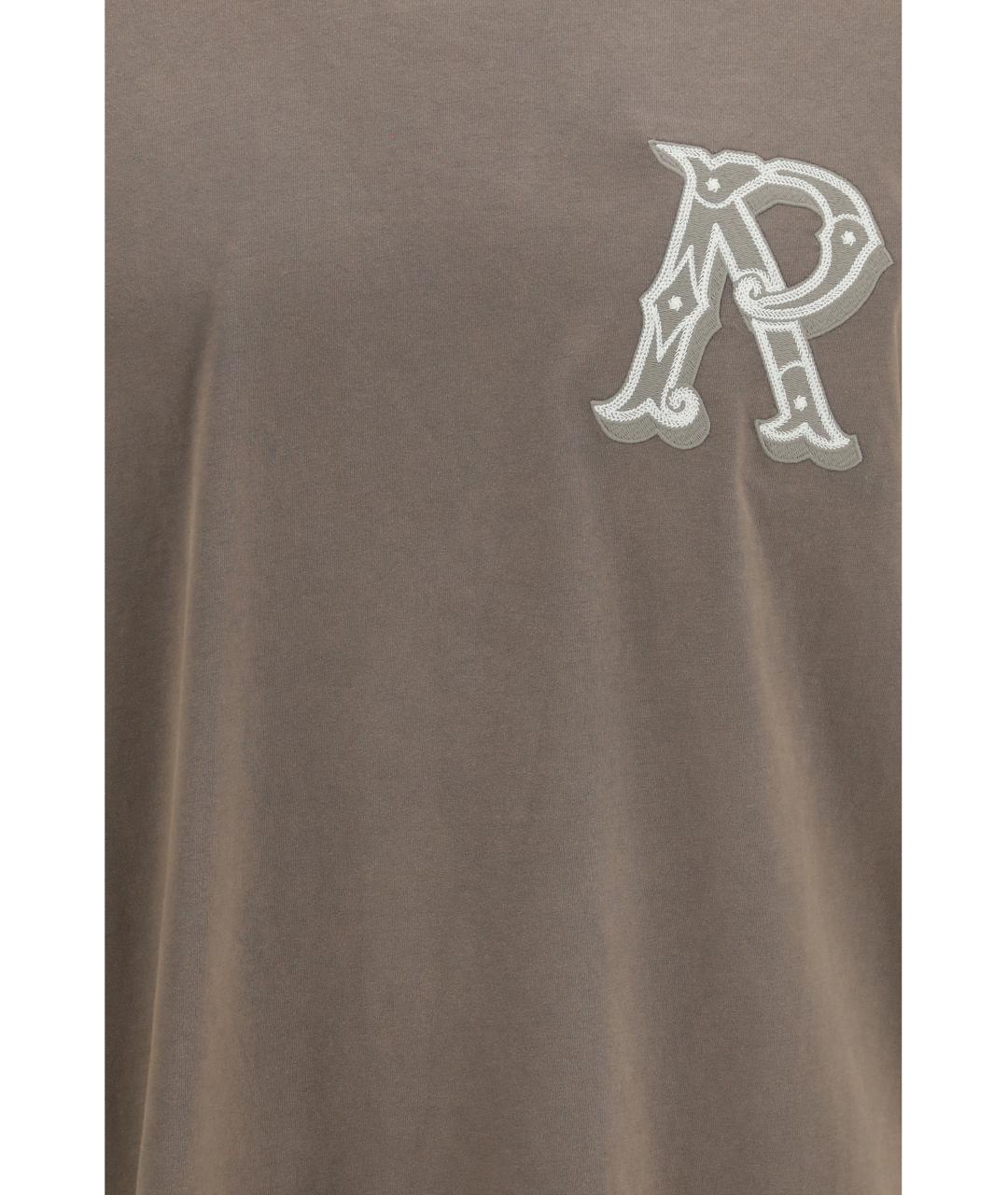 REPRESENT Коричневая хлопковая футболка, фото 3