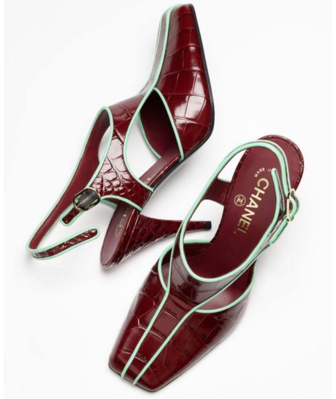 CHANEL Бордовые кожаные туфли, фото 4