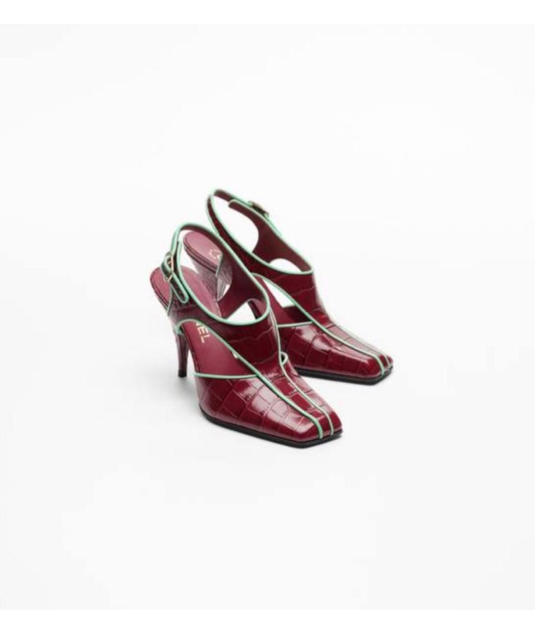 CHANEL Бордовые кожаные туфли, фото 2