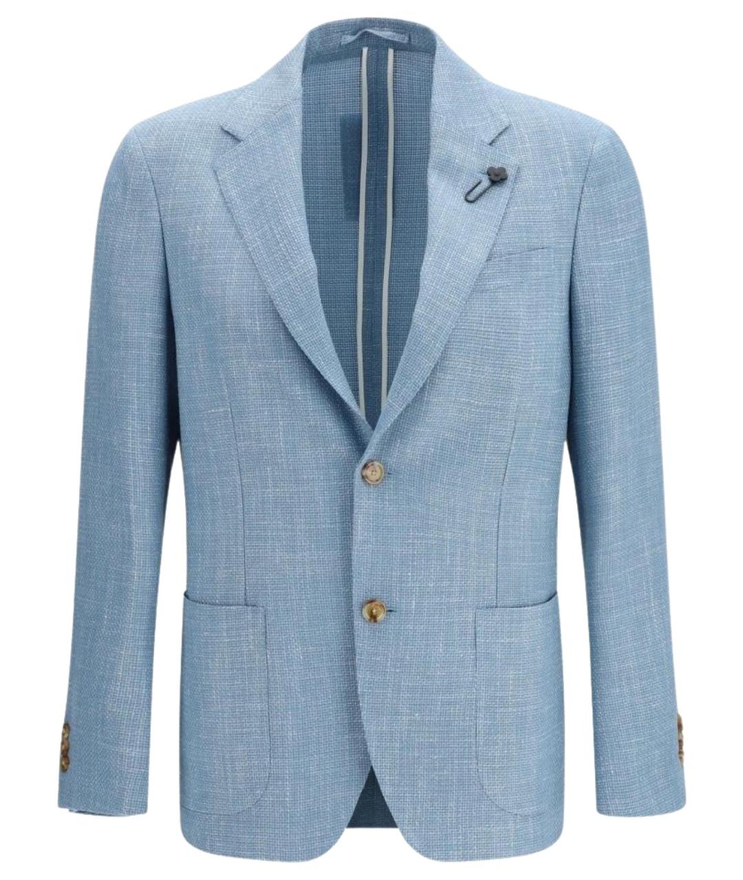 LARDINI Голубой шелковый пиджак, фото 1
