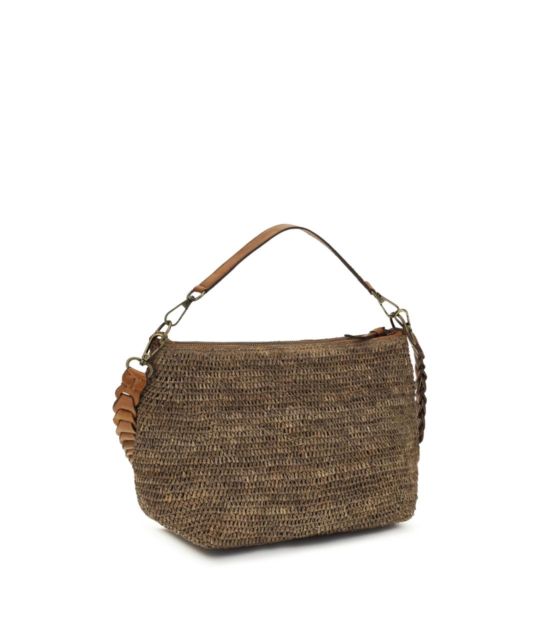 IBELIV Коричневая пелетеная сумка с короткими ручками, фото 3
