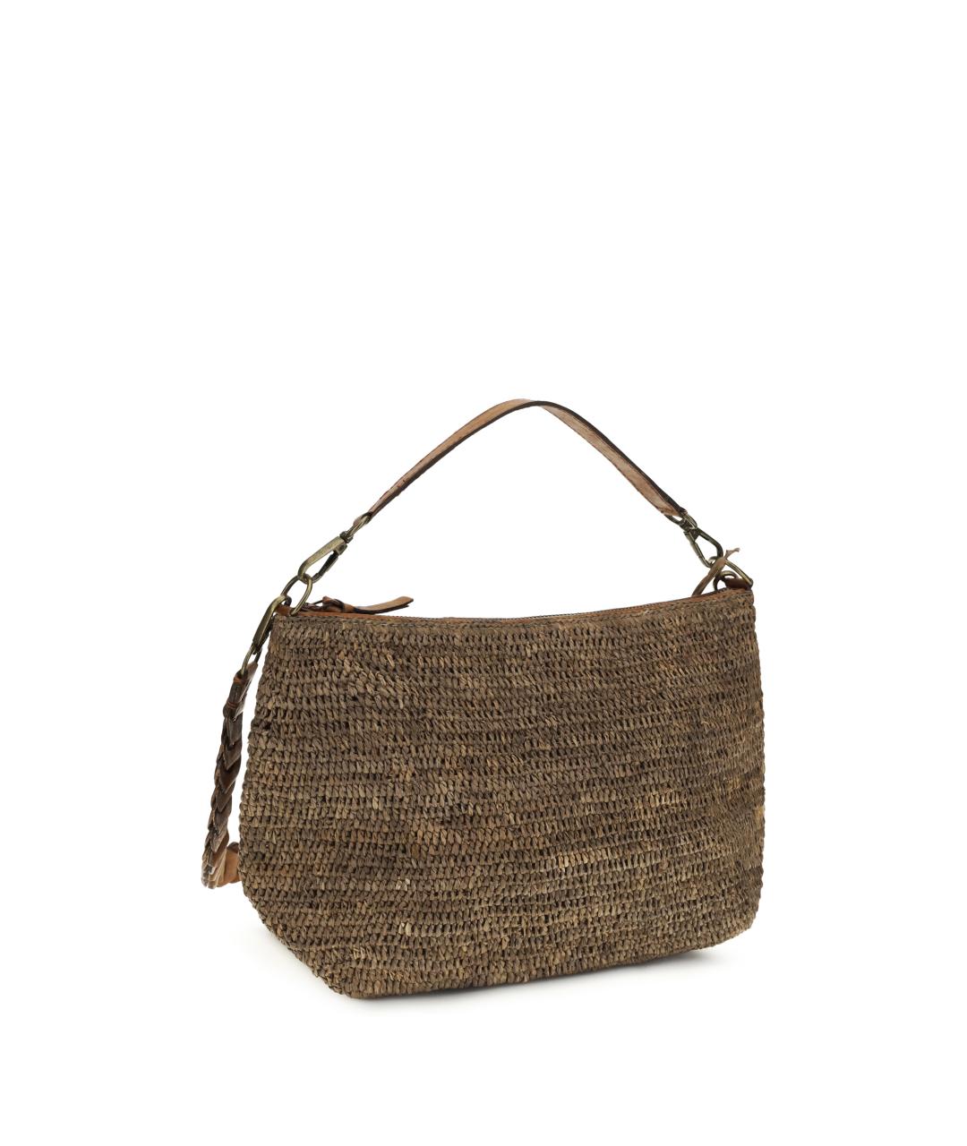 IBELIV Коричневая пелетеная сумка с короткими ручками, фото 2